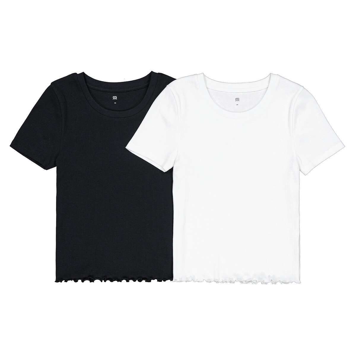 COLEÇÃO LA REDOUTE<br>Conjunto de 2 camisetas em malha canelada