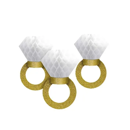 amscan 3 Wabenbälle zum Aufhängen Hochzeit Ringe