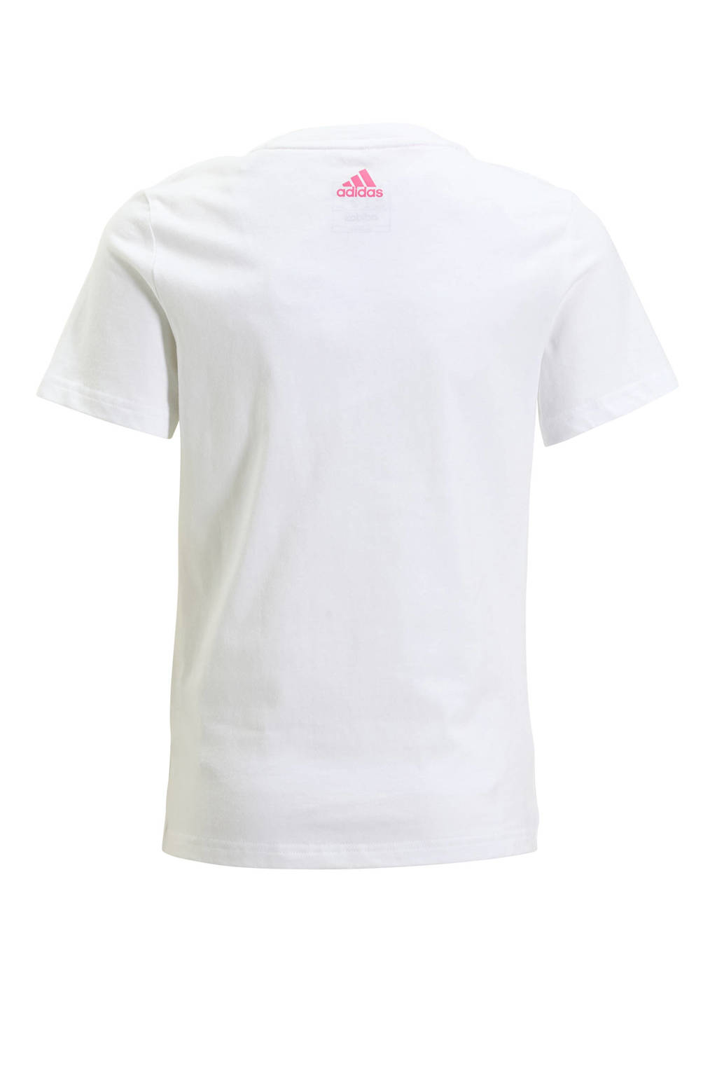 adidas T-shirt met logo wit/roze