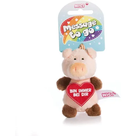 NICI Plüsch Loop Schwein Bin immer bei Dir 8 cm