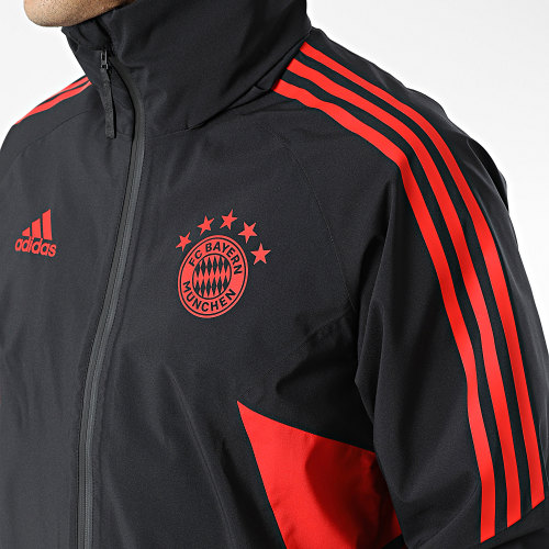 Veste Zippée A Bandes FC Bayern Rain HI3465 Noir