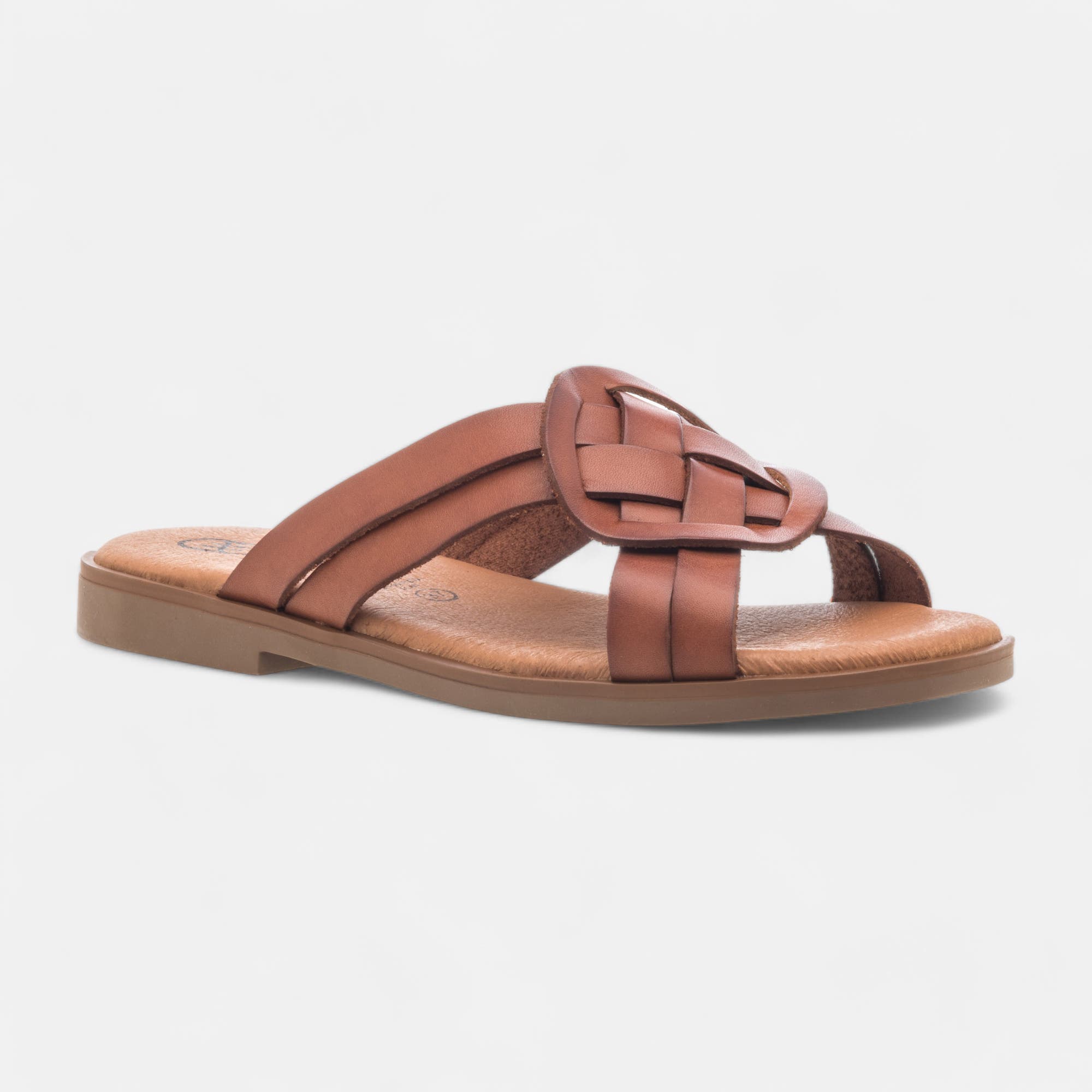Mules Femme en cuir cognac