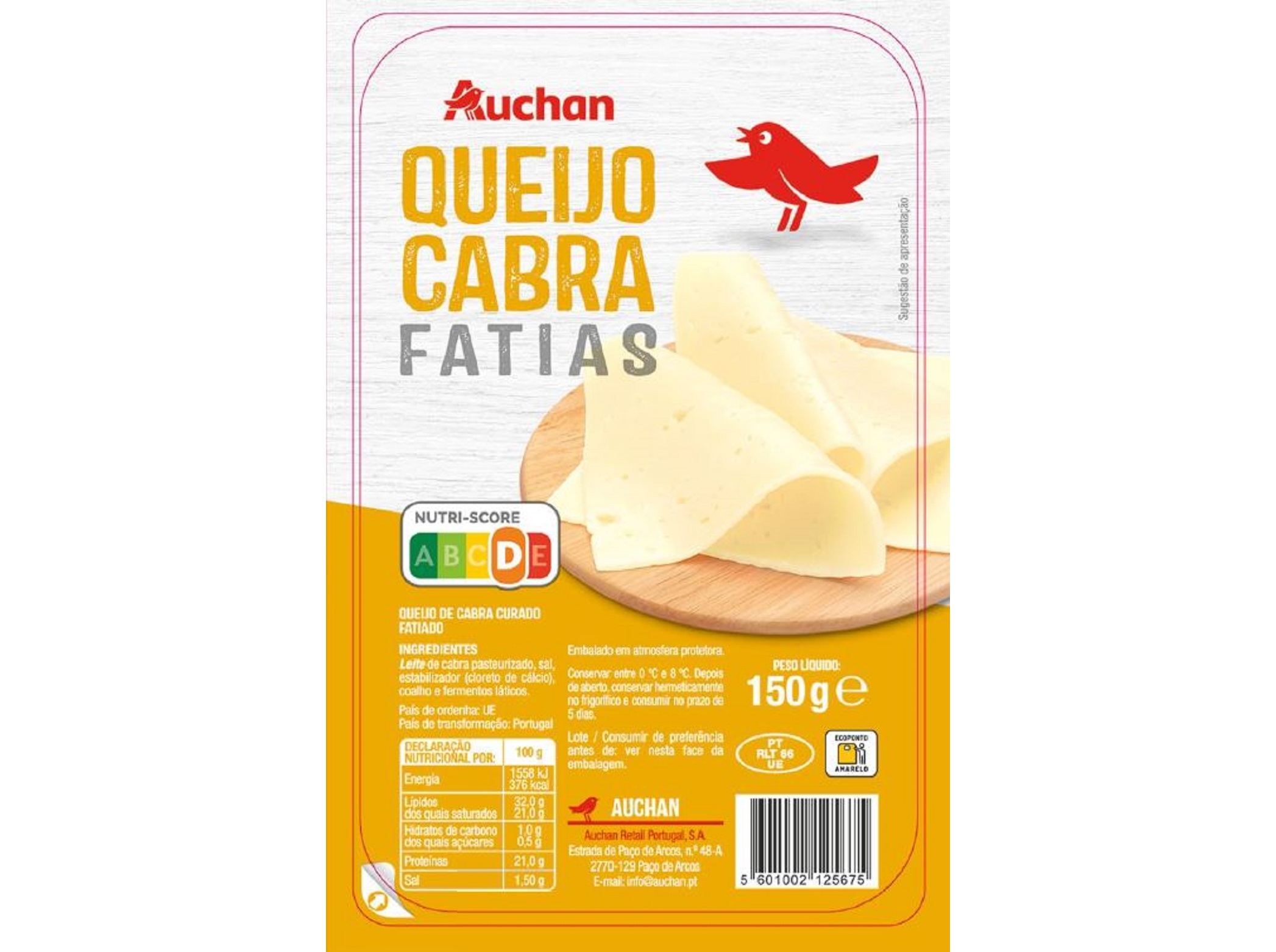 QUEIJO CABRA AUCHAN FATIAS 150G