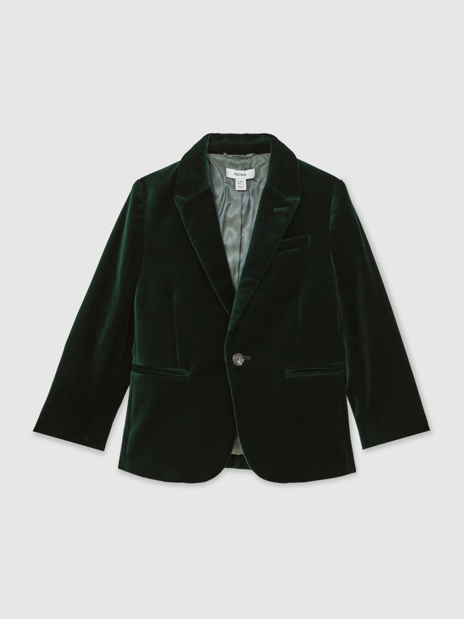 Groen - Reiss Ace smoking blazer van fluweel met enkele knopenrij
