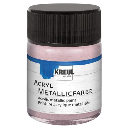 KREUL Acryl Metallicfarbe, metallisch, cremig deckend, 50 ml im Glas, roségold