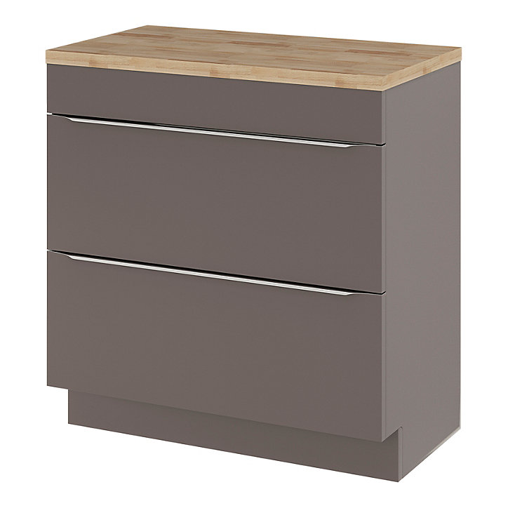 Ensemble salle de bains l.80 cm meuble à poser Imandra gris brillant + plan de toilette chêne