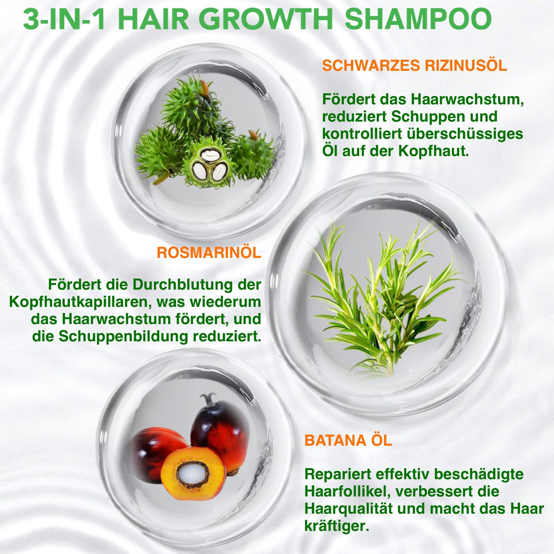 ALIVER 3-in-1 Rosmarinöl Rizinus Batana  Haarshampoo für Haarpflege