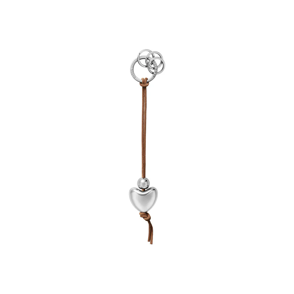 Georg Jensen  Hjerte nøglering - rustfri stål/læder