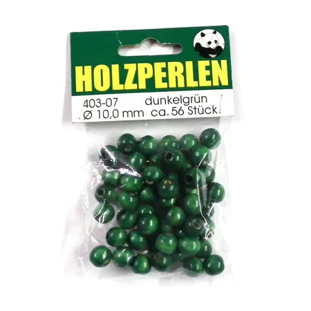 MeycoHolzperlen, 10mm, dunkelgrün, ca. 56 Stück