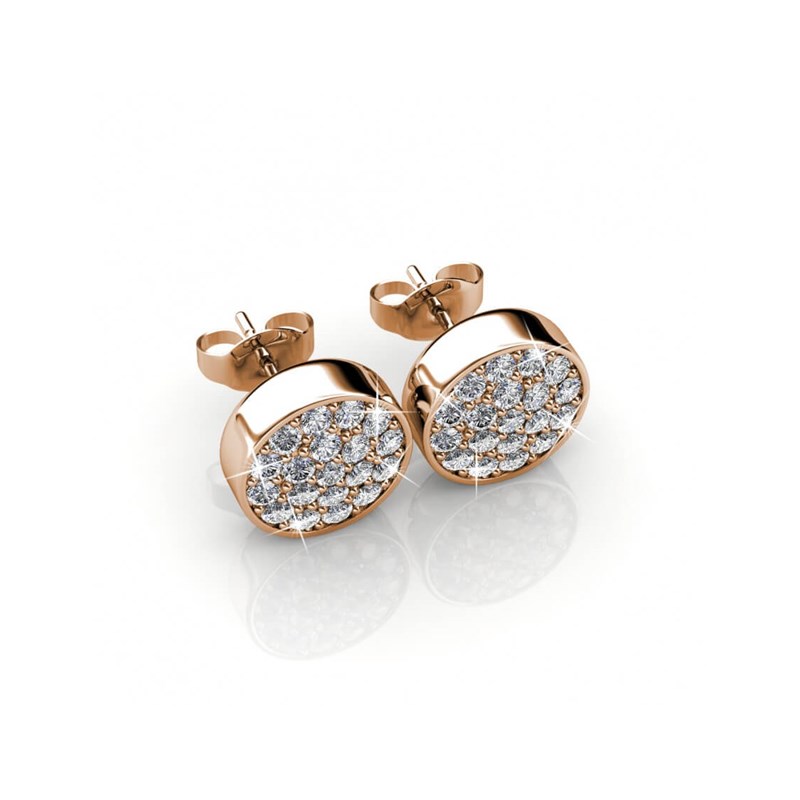 Boucles d'oreilles Round - Or Rosé et Cristal