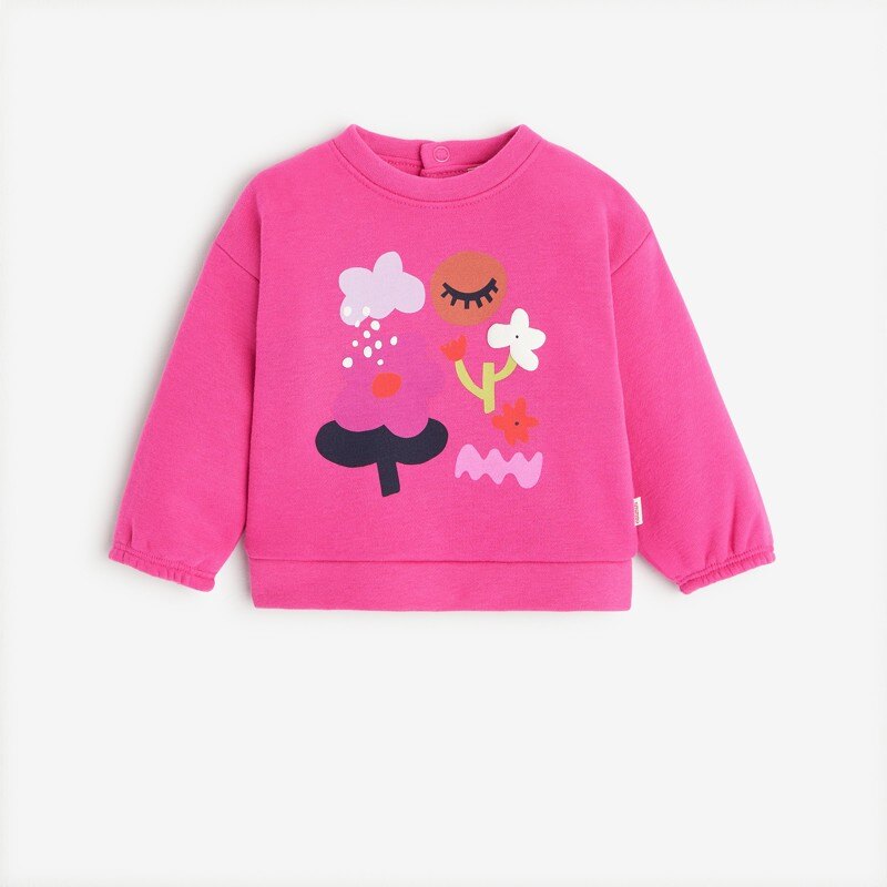 Sweat fille rose à motifs en coton recyclé Catimini Rose
