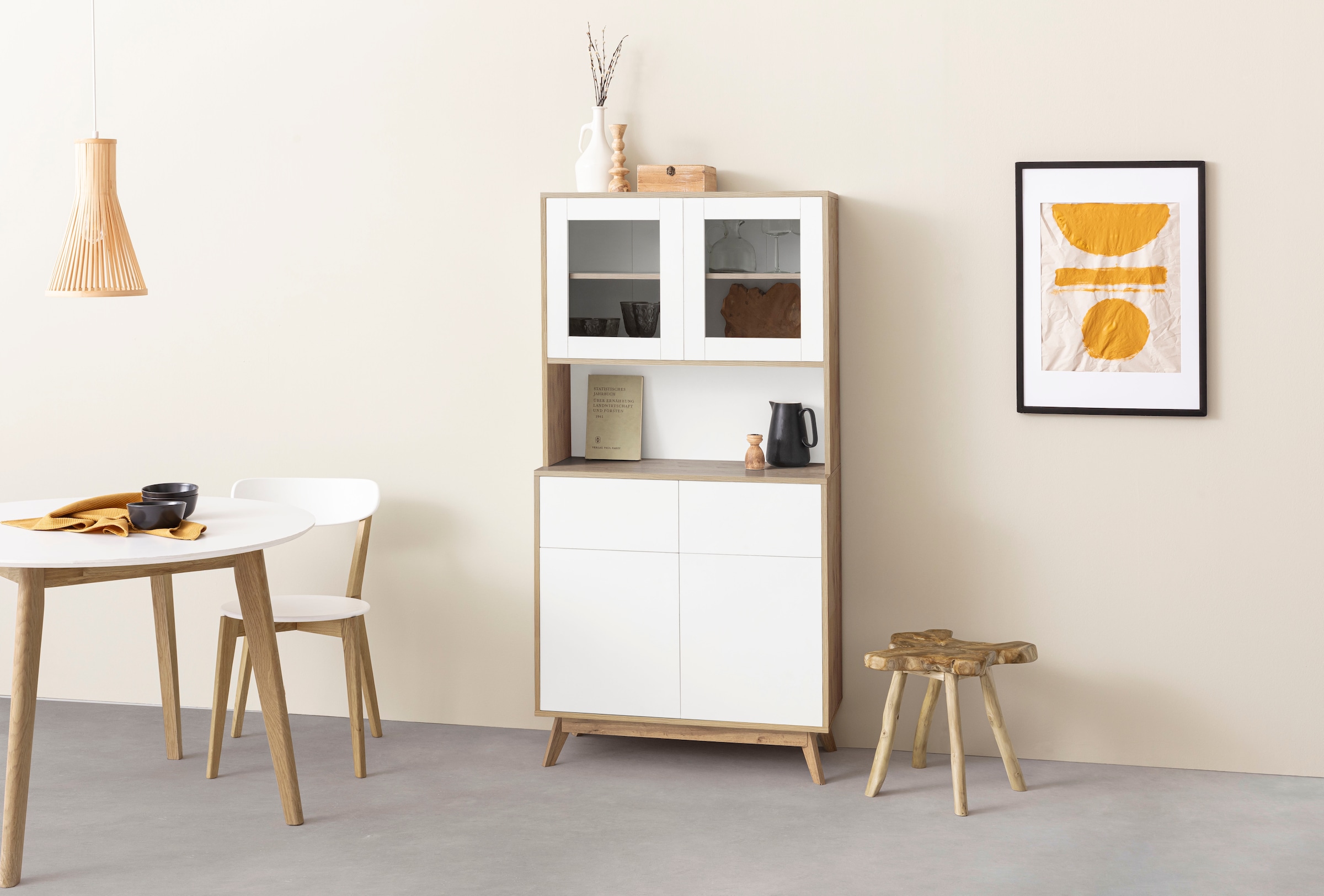 Home affaire Buffet »Skandi« 2 Glastüren, 2 Holztüren und 2 Schubkasten, Breite 84cm, Höhe 165cm