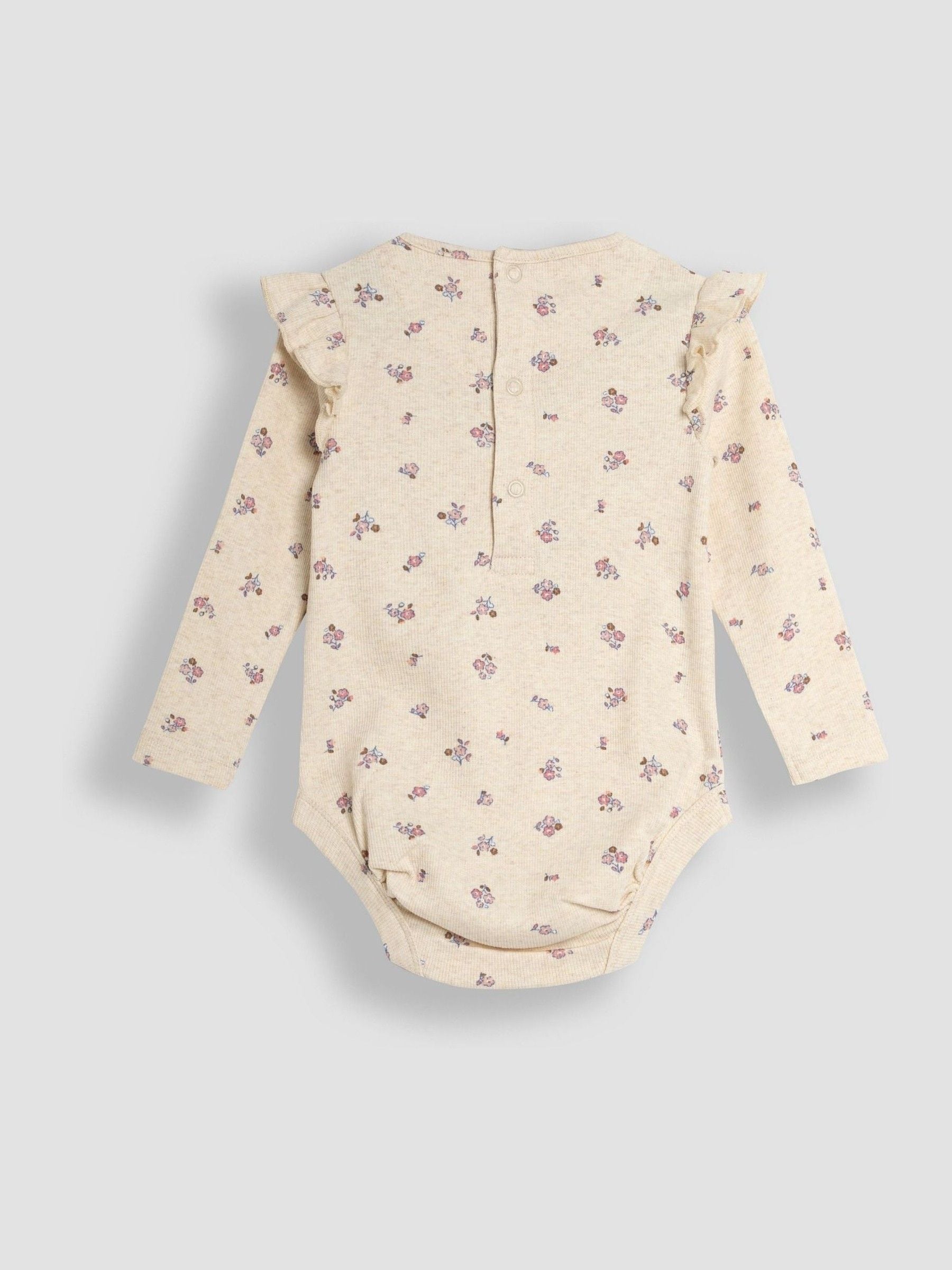 JoJo Maman Bébé verpakking van 2 ribrompertjes met bloemen en stippen en ronde hals