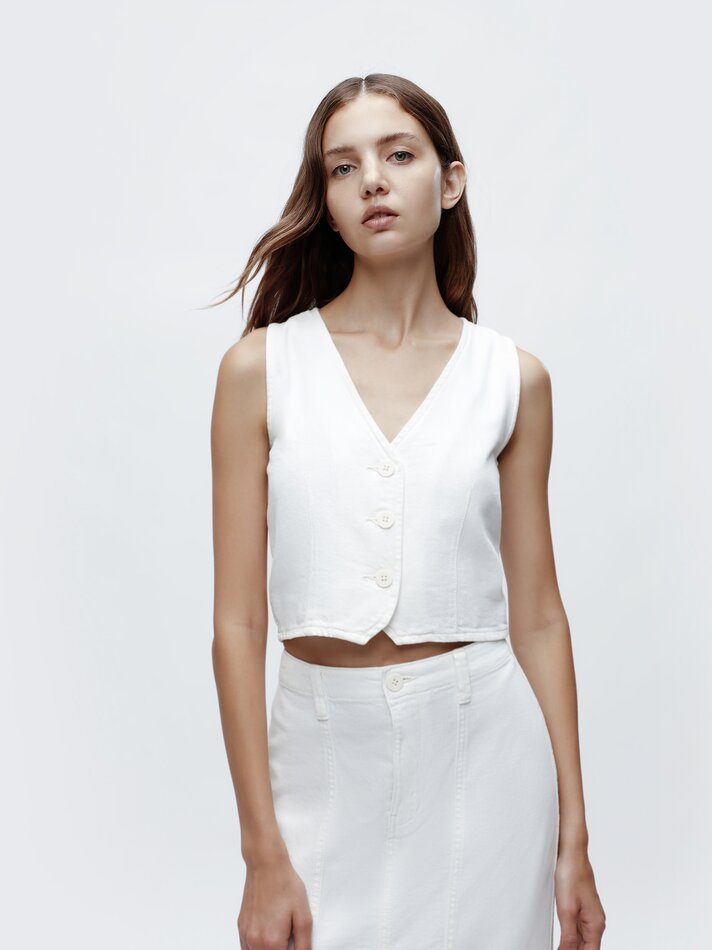 Colete jeans - Bege