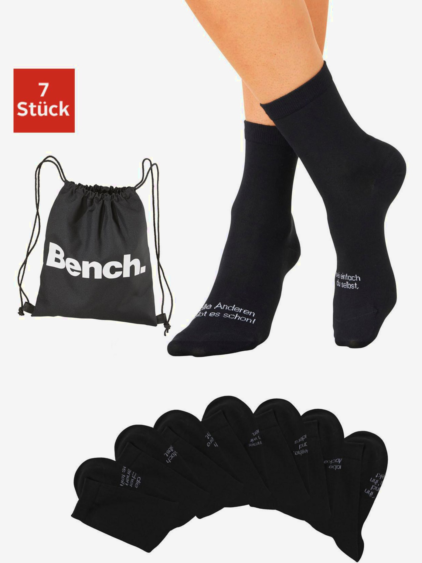 Chaussettes femme bench avec inscriptions, sac cadeau