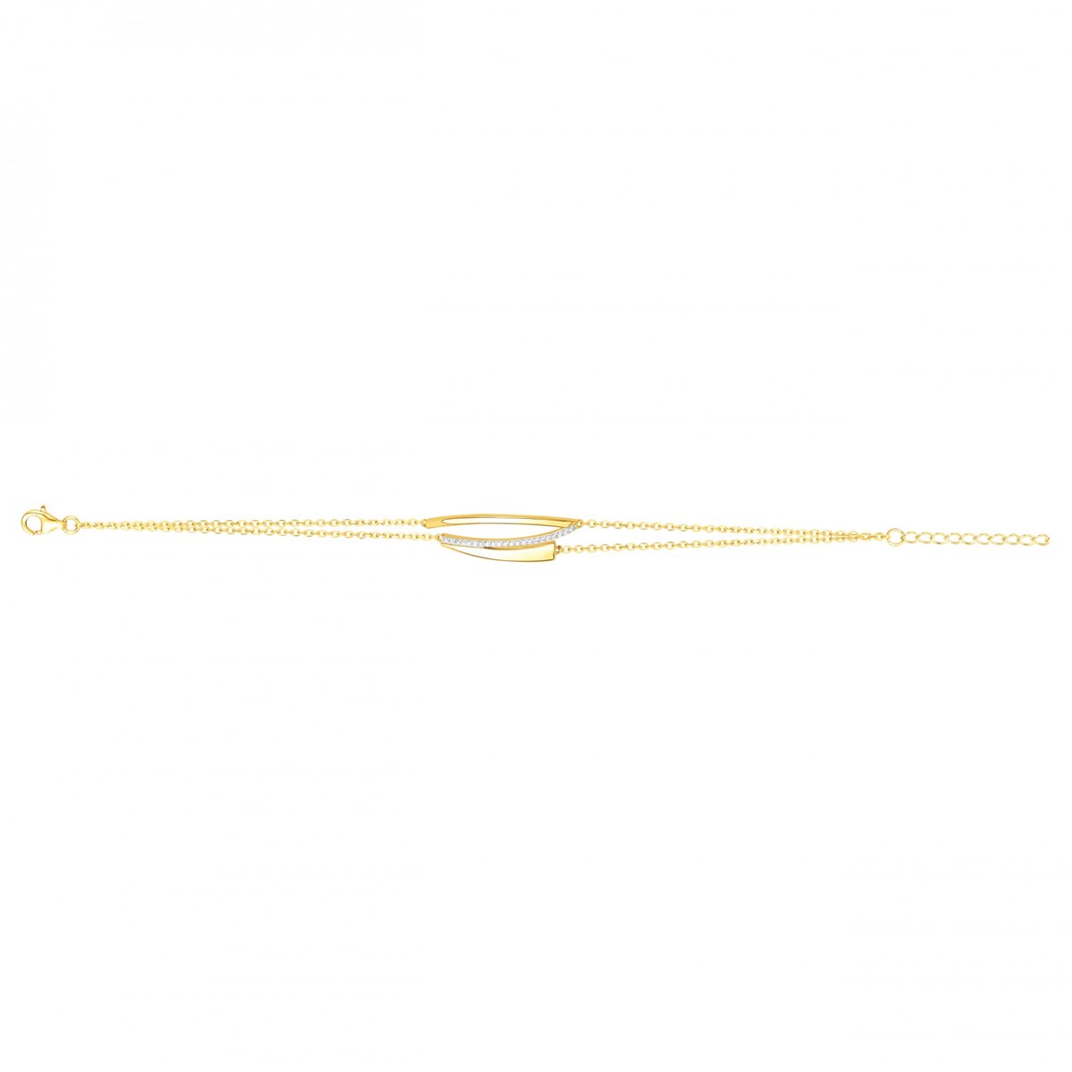 Bracelet souple en Plaqué Or avec oxyde de zirconium blanc