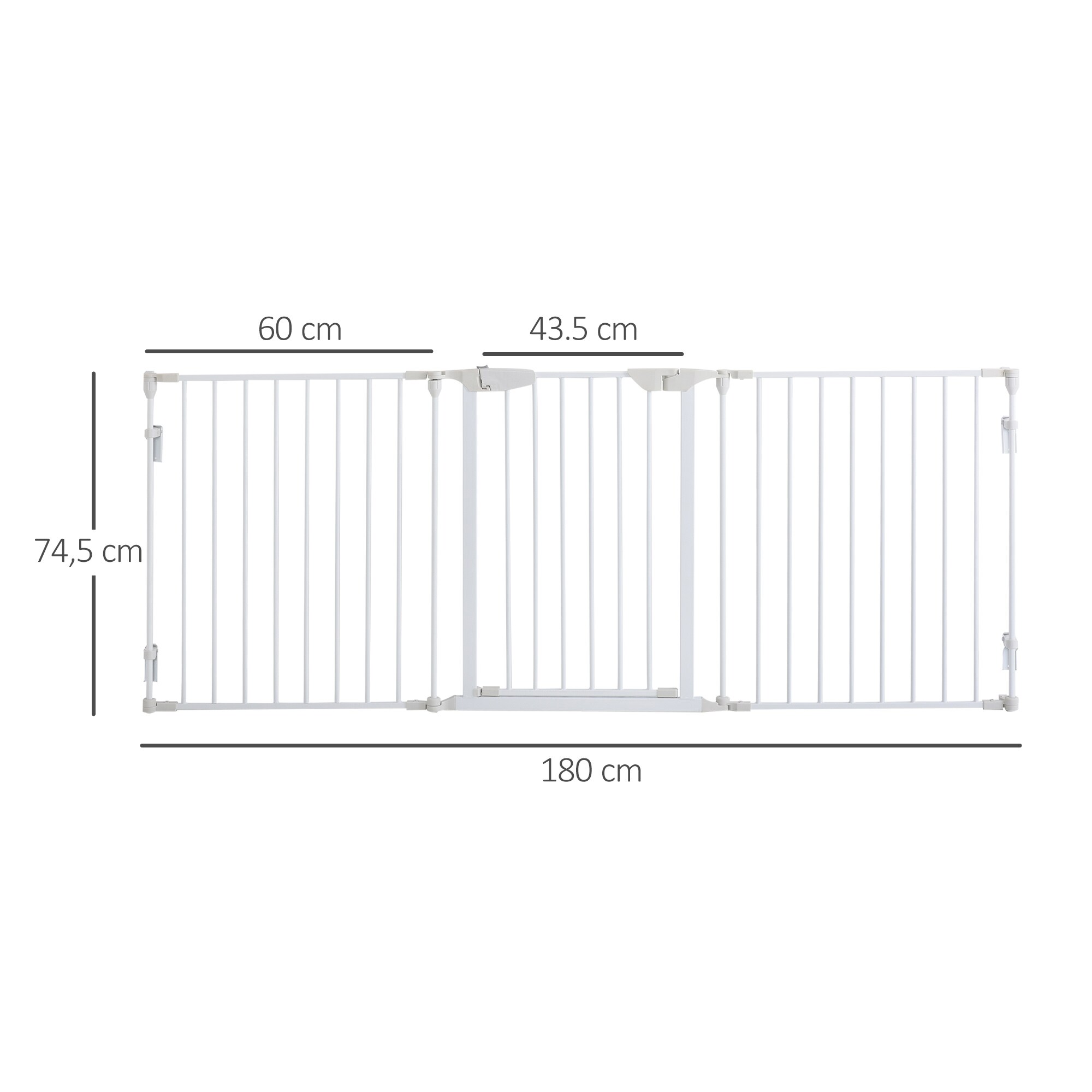 PawHut Absperrgitter  für Hunde weiß 180 x 3 x 74,5 cm (LxBxH)