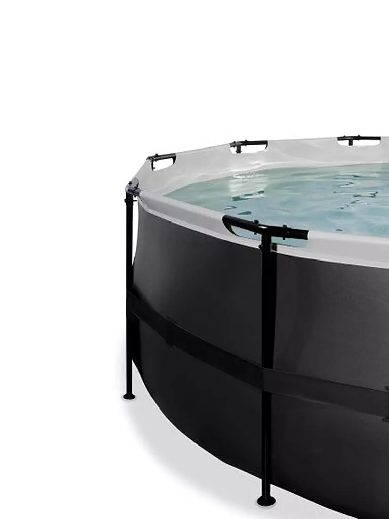 EXIT TOYS Black Leather Pool 488x122cm mit Abdeckung und Sandfilter- und Wärmepumpe - schwarz keine Farbe