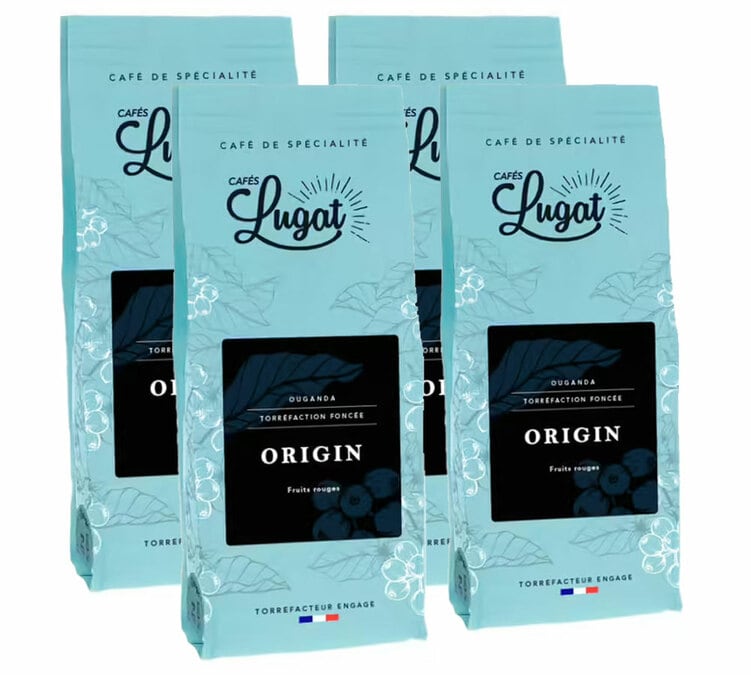 4x250 g - Café en grain Origin - Cafés Lugat