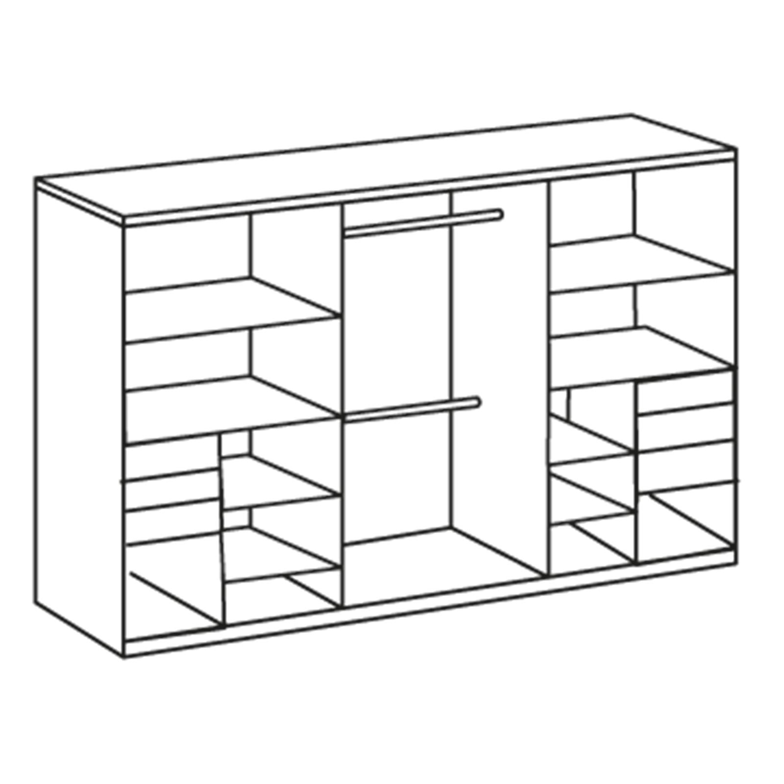 Schwebetürenschrank - graphit-schwarz - 6 Schubkästen - 270 cm