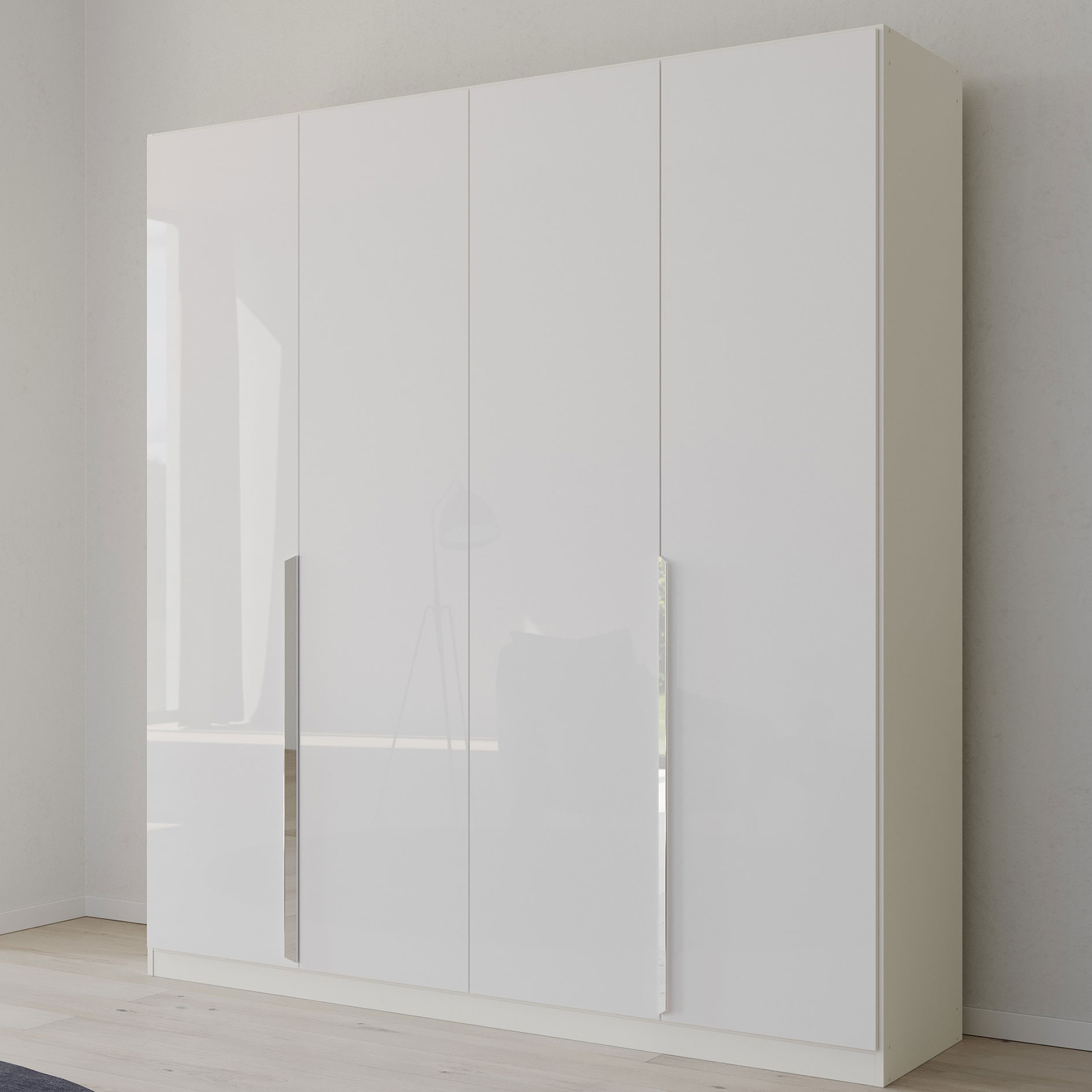 Drehtürenschrank - alpinweiß - weiß-Hochglanz - 181 cm