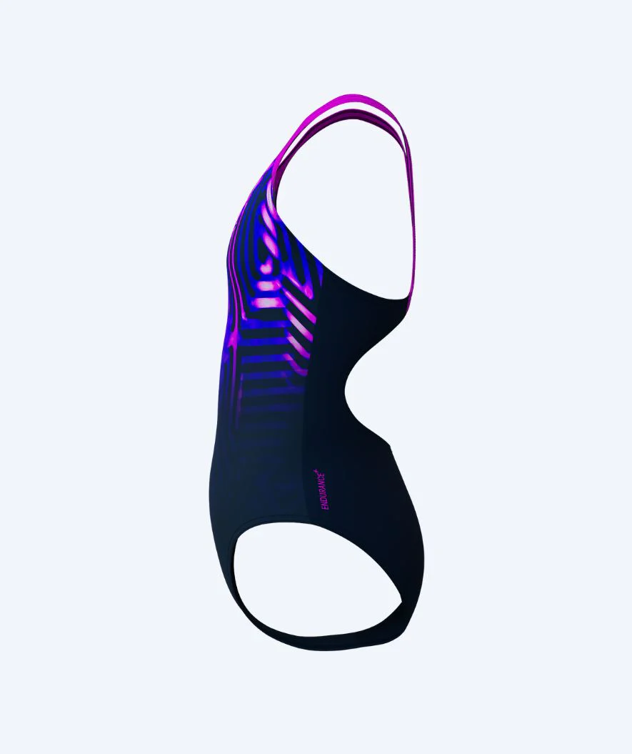 Speedo badedragt til piger - Digital Placement Splashback - Sort/lilla
