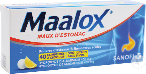 Maalox Maux D'Estomac Sans Sucre Citron 40 Comprimés À Croquer