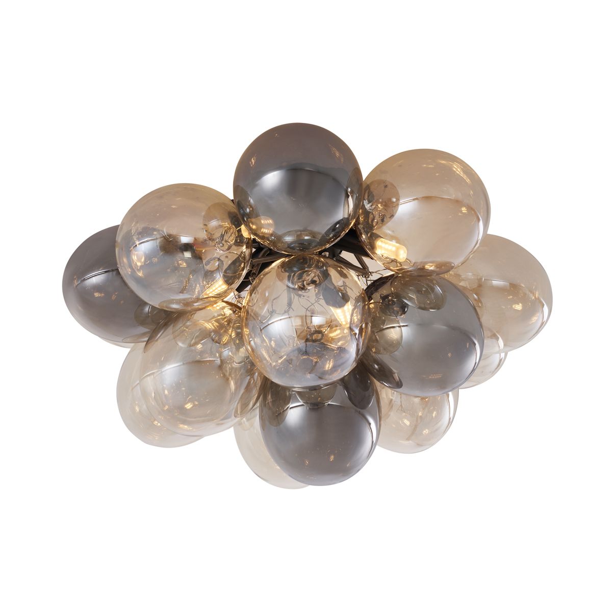 Design plafondlamp zwart met amber en smoke glas 4-lichts - Uvas