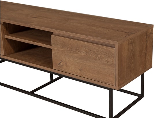 CONCEPT1 - Meuble TV Rodez 140 Noyer, Noir 140 x 50 x 40