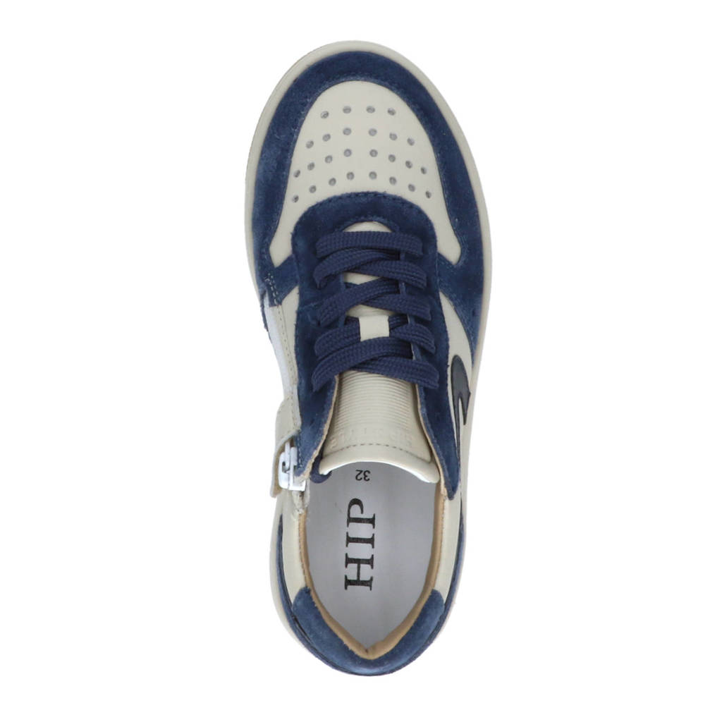 Hip leren sneakers donkerblauw