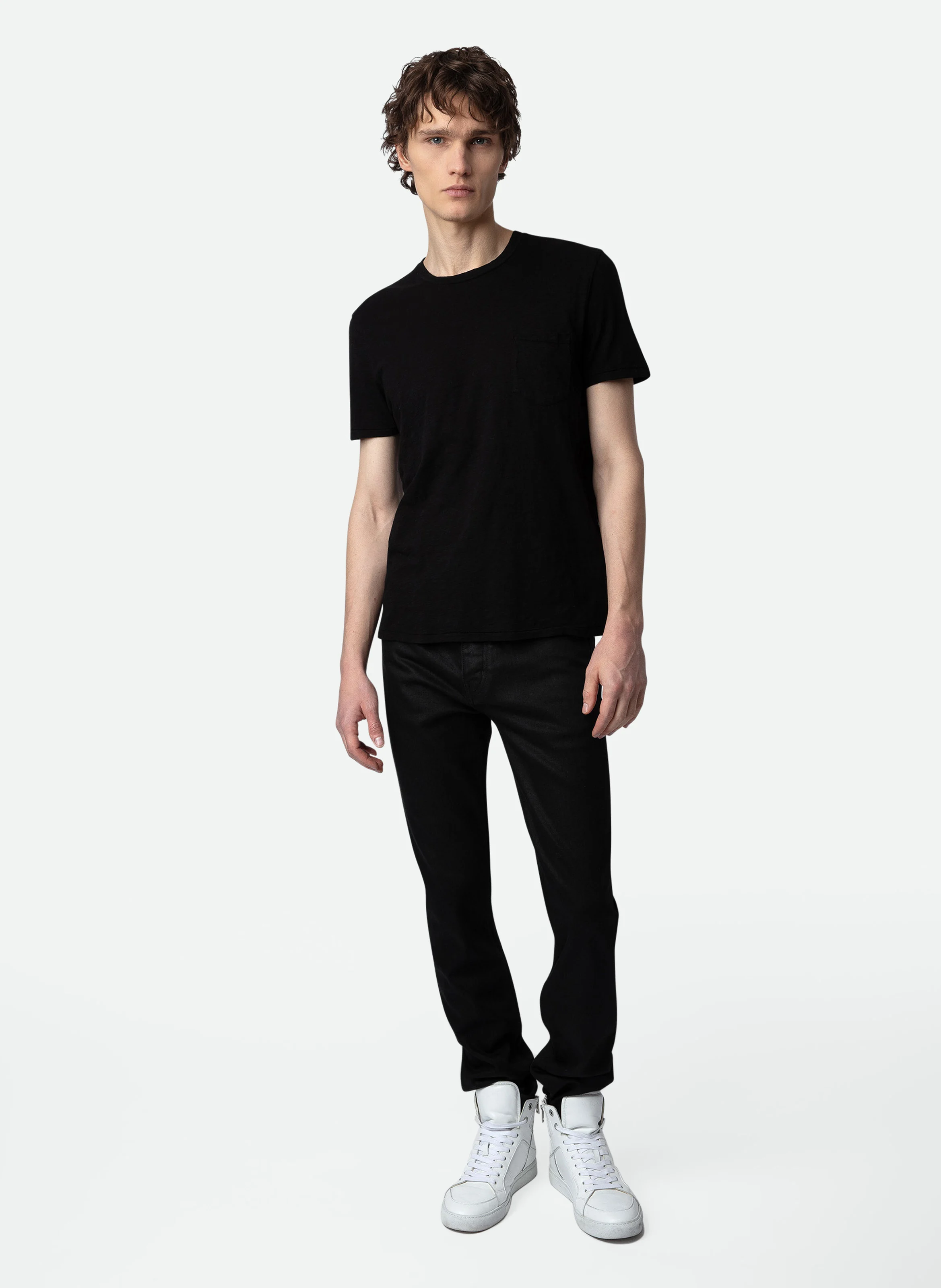 STOCKHOLM - Tee-shirt col rond regular-fit en coton | Noir