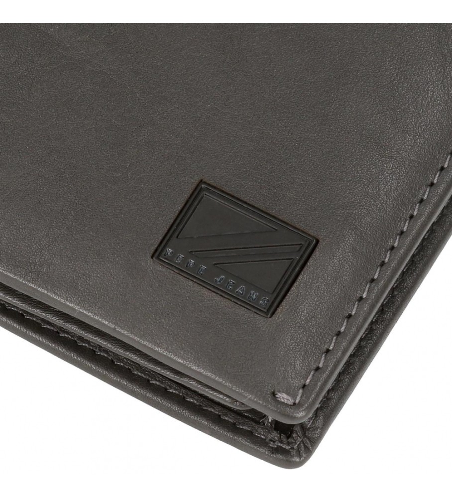 Carteira Pepe Jeans Marshal em couro com porta-cartões, cinza