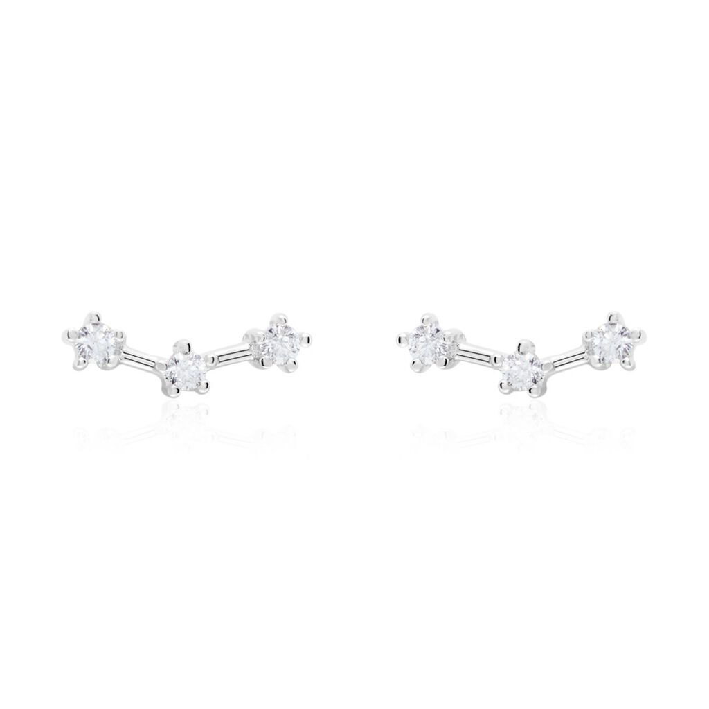 Boucles D'oreilles Puces Allegra Argent Blanc Oxyde De Zirconium