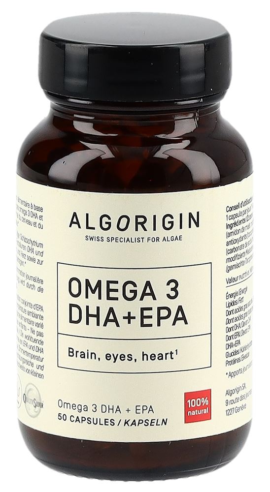 ALGORIGIN Omega 3 DHA+EPA<br>50 Stück, Glasflasche, Kapsel