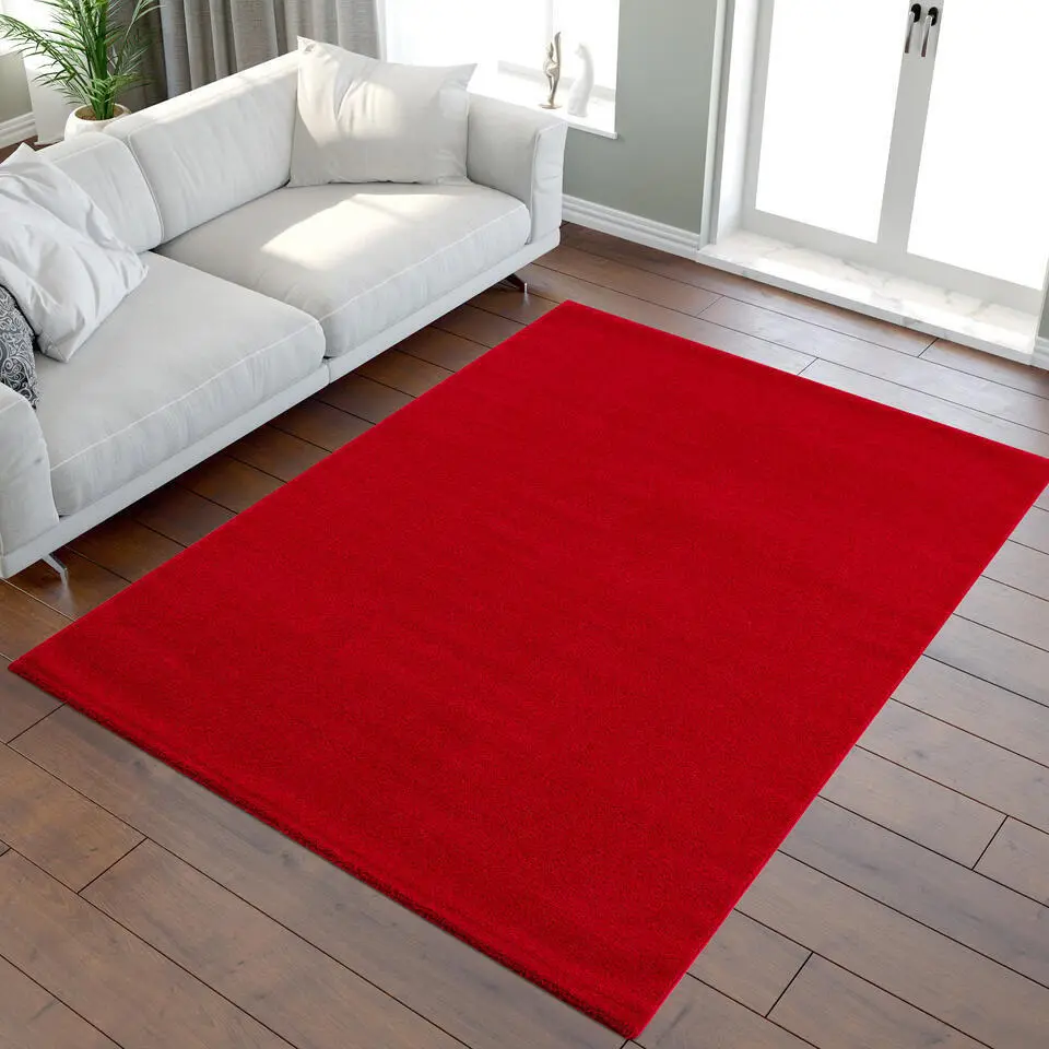 Uni Effen Laagpolig Vloerkleed Modern Rood - 140x200 CM