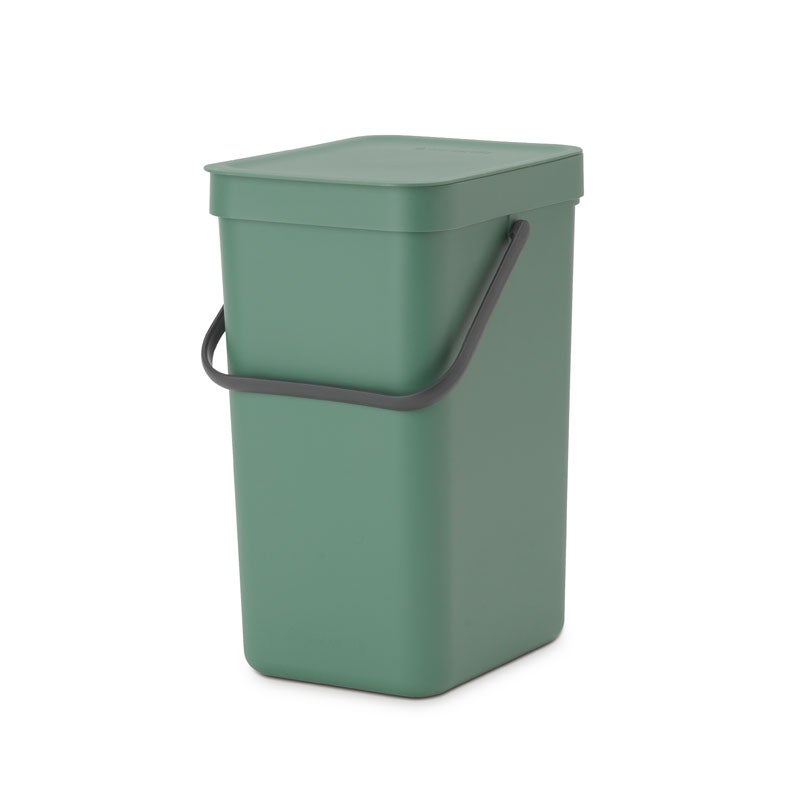 Brabantia Afvalbak met deksel dat open blijft staan, 12 liter, HxBxD 35 x 20 x 24,9 cm, kunststof, donkergroen