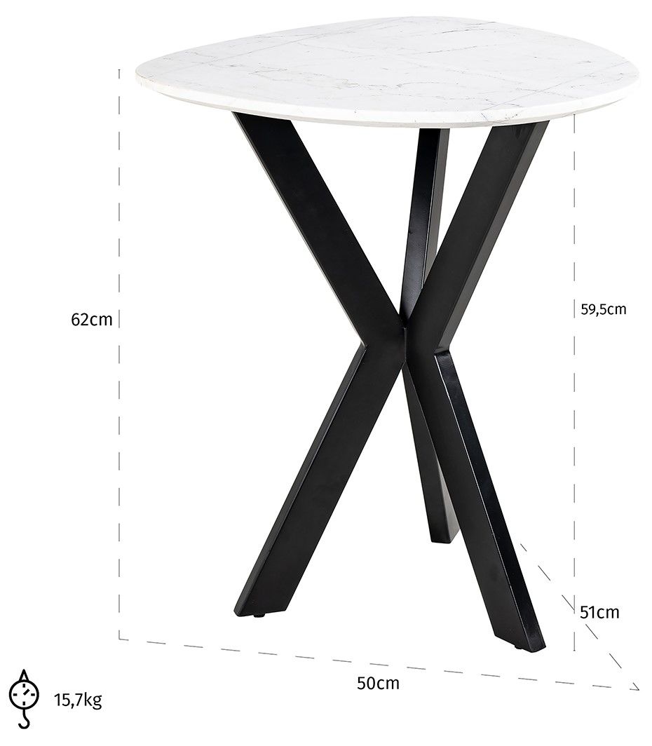 Bijzettafel 211710 Trocadero B50 x D51 x H62 cm