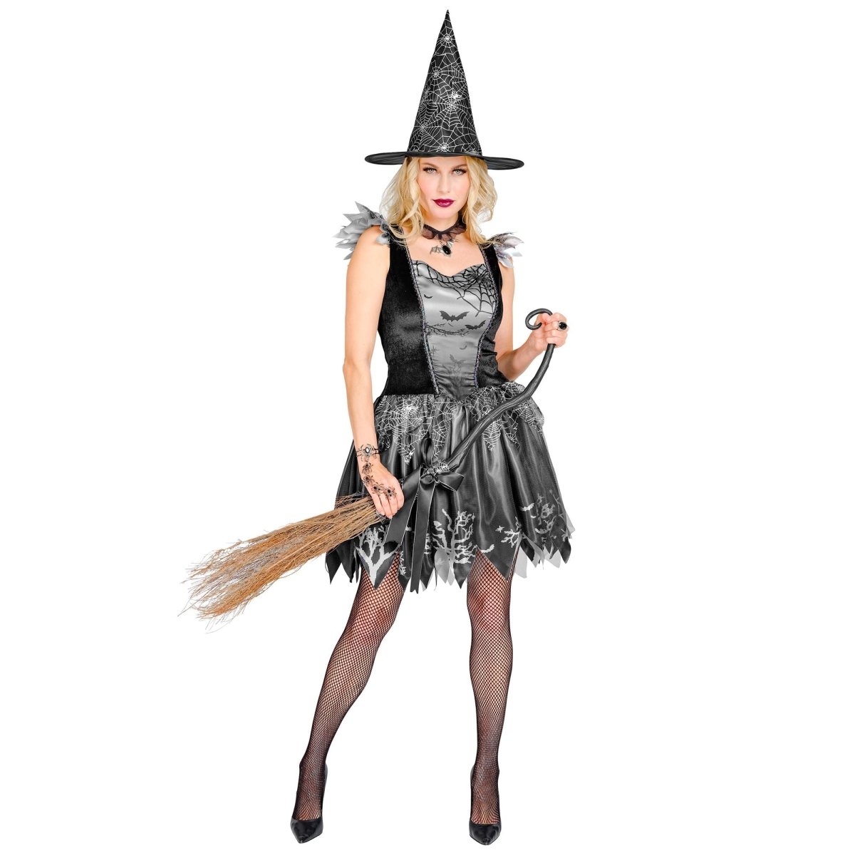 Halloween Kostuum Zwart Zilver Dames Heks