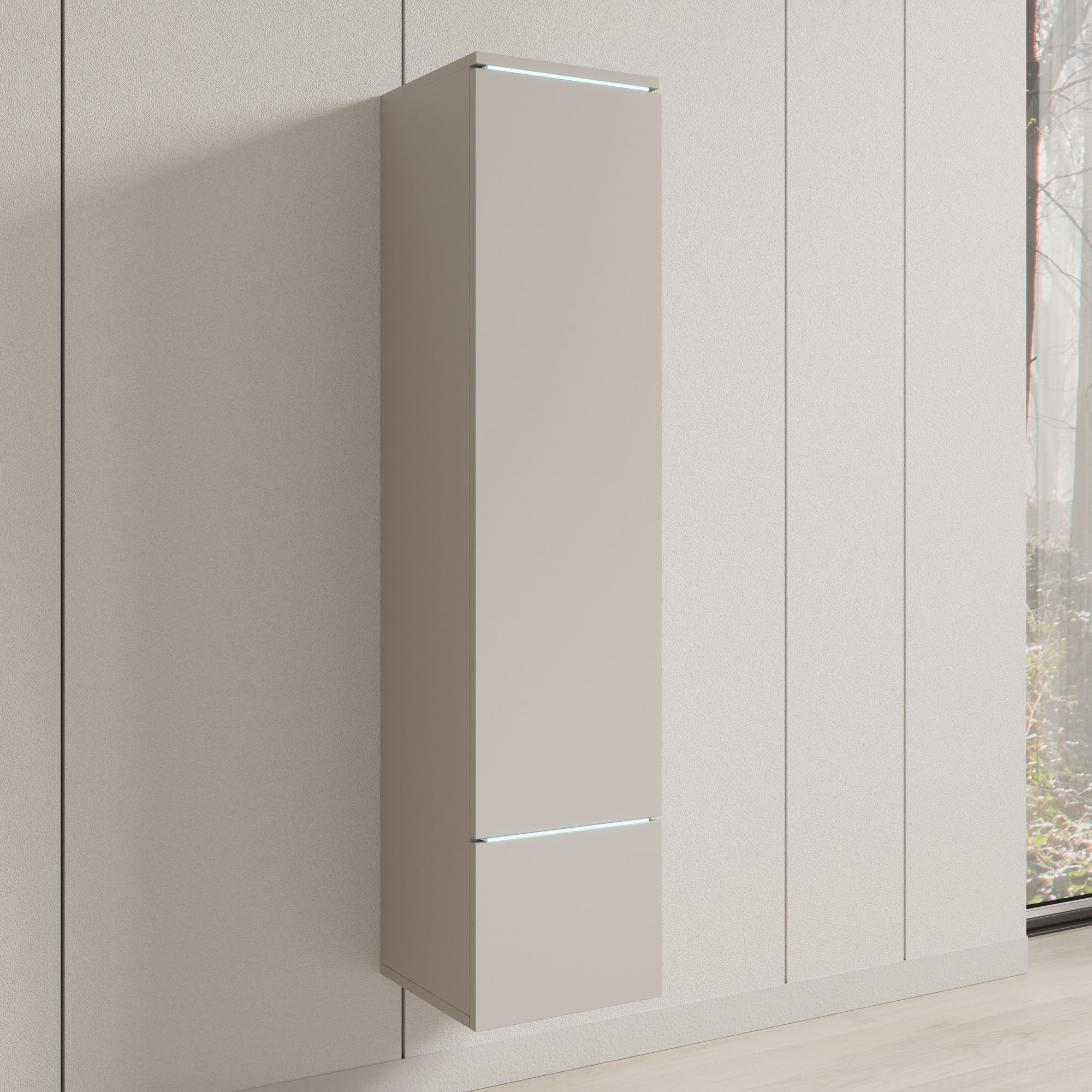 Verity - Vitrinekast met LED - Beige - 30x33x130 cm