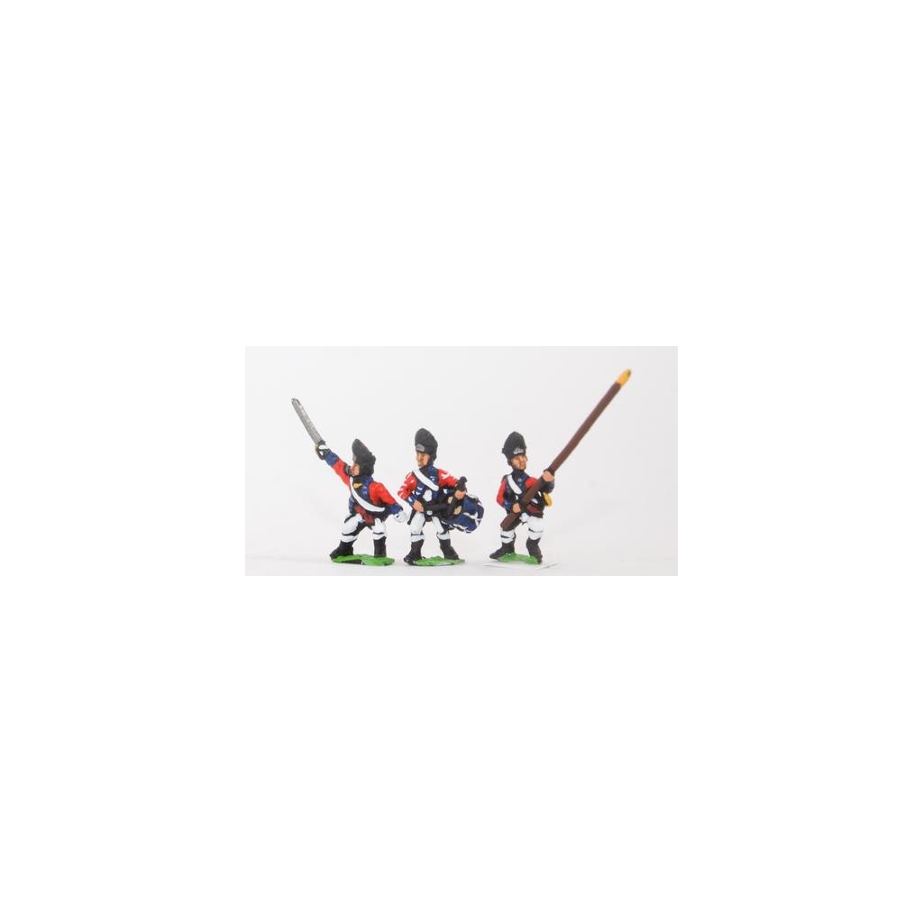 AWI British: Command: Grenadier Officer, Standard Bearer & Drummer