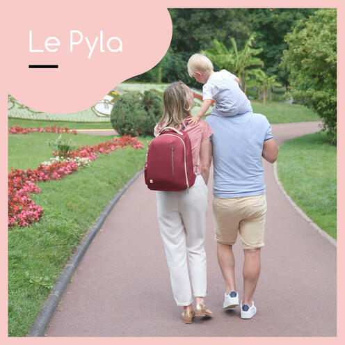 Le Pyla Burgundy multi-pocket Changing Backpack - BABYMOOV