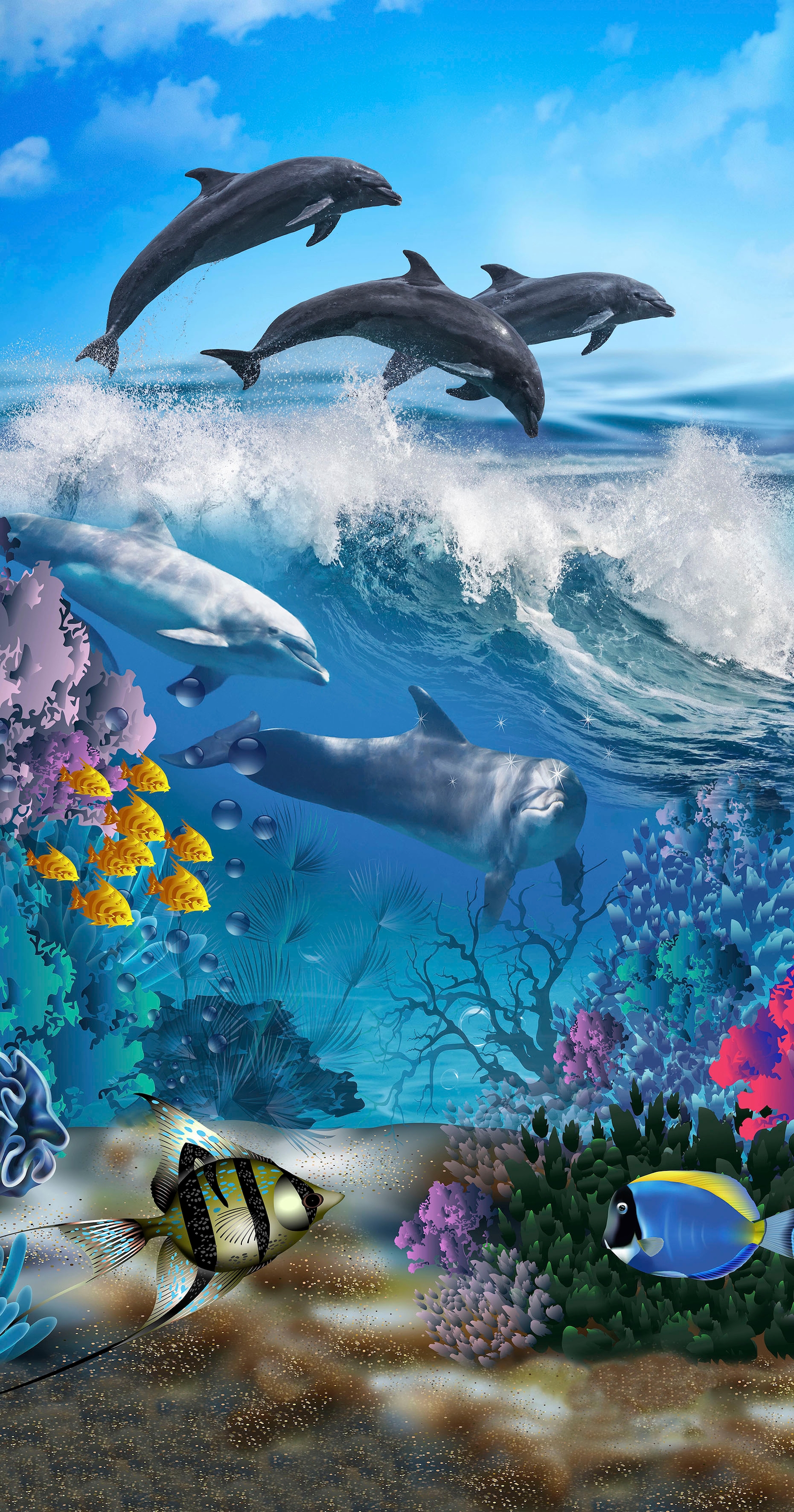 good morning Strandtuch »Andre« Mikrofaser, 75x150, Schnelltrocknend, Strand, Kind, Delfin, Blau