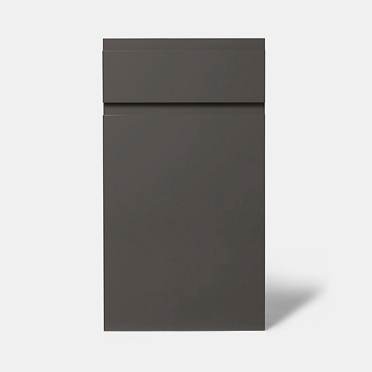 Façade de cuisine 1 porte et 1 tiroir Garcinia gris anthracite brillant l. 40 cm x H. 72 cm GoodHome