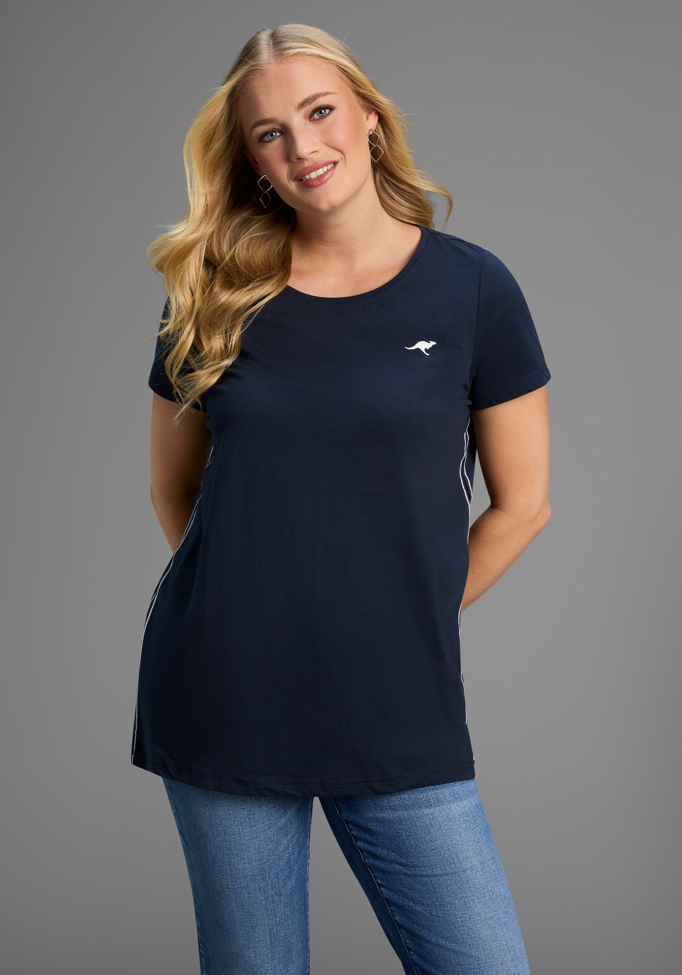 KangaROOS Longshirt, 2 Stk. Kurzarm,  figurumschmeichelnde Passform, grosse Grössen