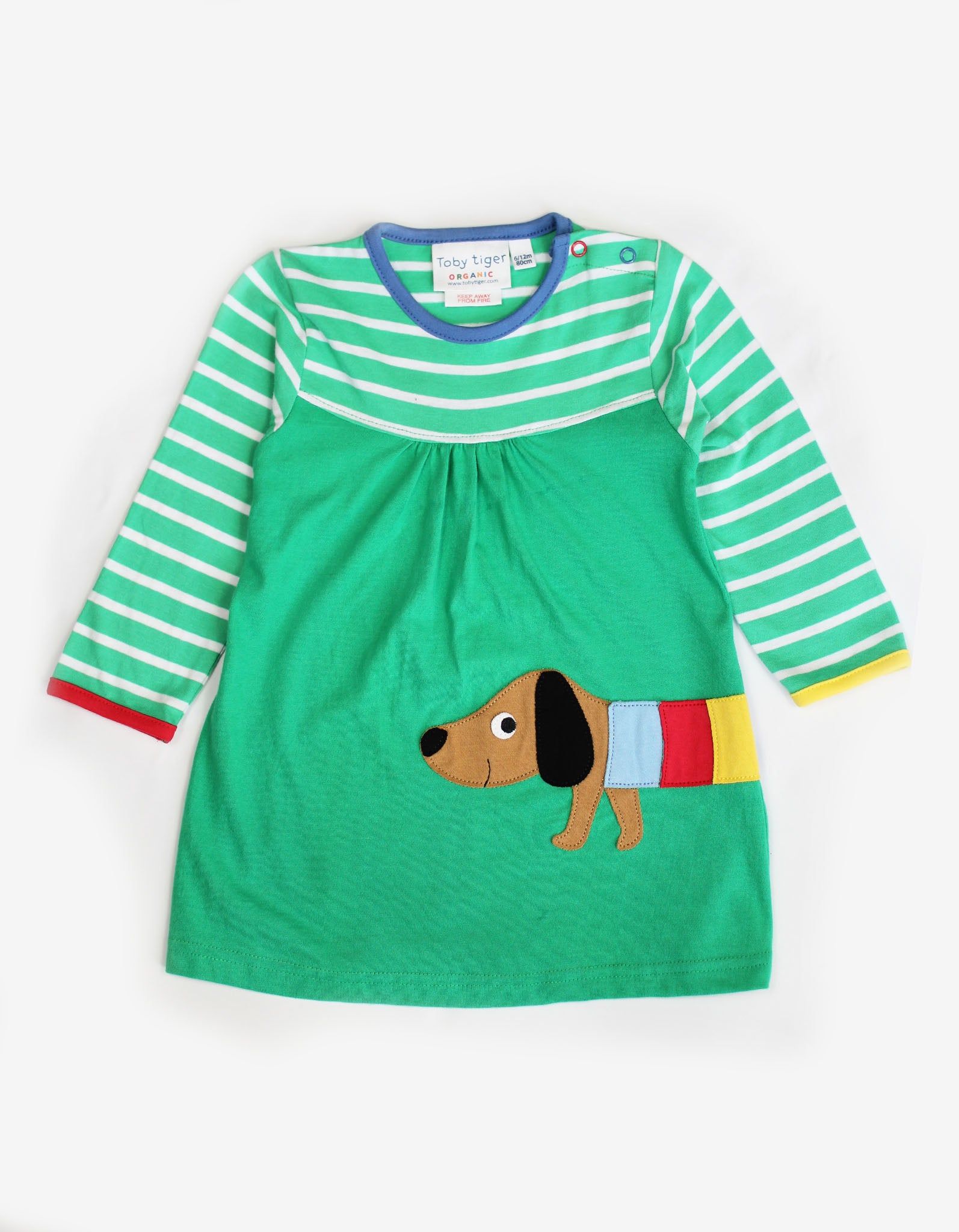 Toby Tiger Langärmeliges Kleid mit Wursthund-Applikation