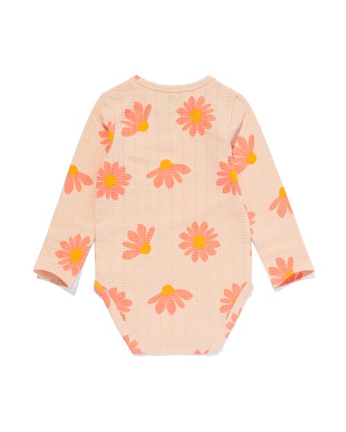 body coton bio extensible gaufré avec fleurs rose