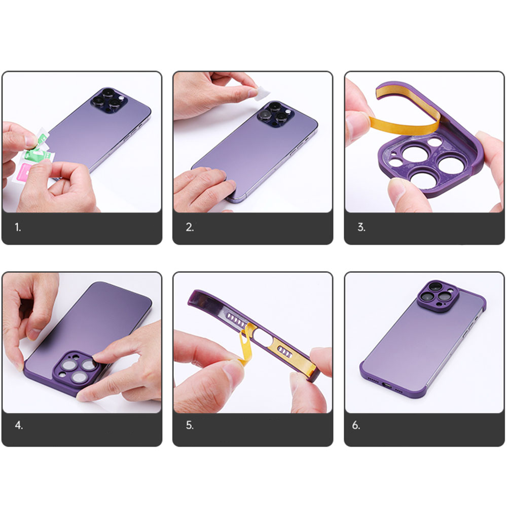 (2-tlg.) iPhone 14 Gummi Slim Case Hülle Kameraglasschutz mit Rahmenlosen Bumper (Selbstklebend) - Blau