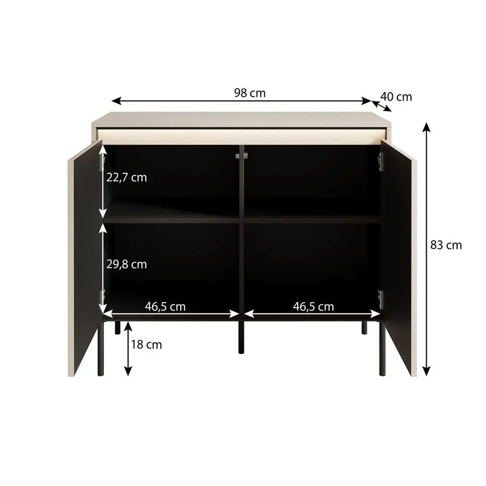 Meubella - Dressoir Timoteo - Mat zwart - 98 cm