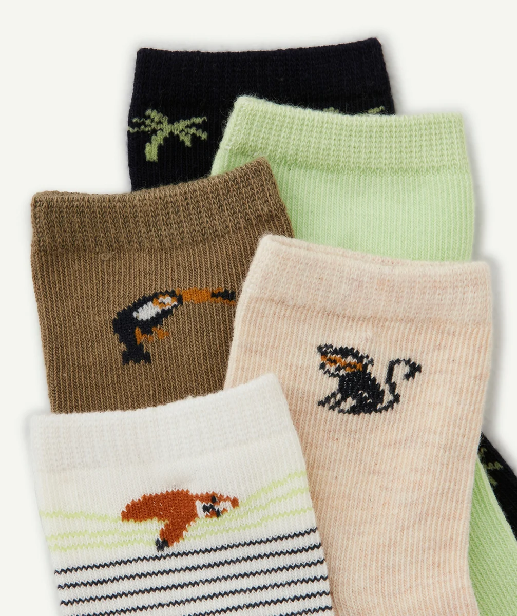 LOT DE 5 PAIRES DE CHAUSSETTES BÉBÉ GARÇON AVEC IMPRIMÉS