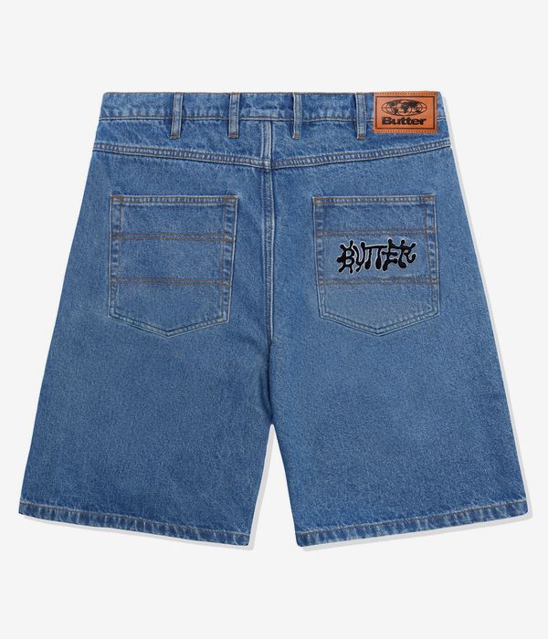 Butter Goods Ink Denim Shorts (worn blue)